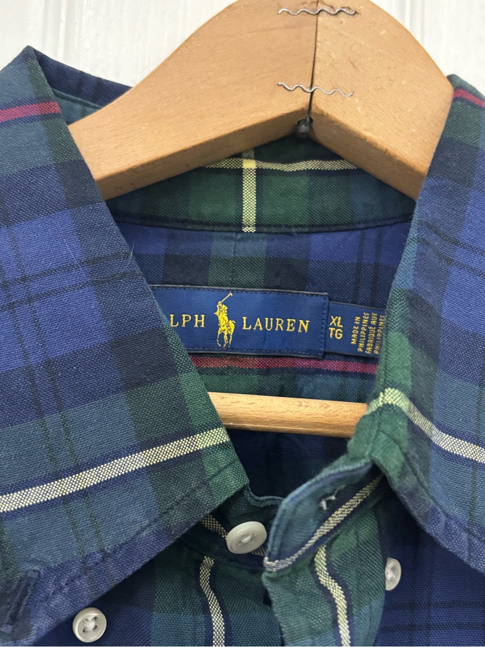 Ralph Lauren Navy Green Plaid Button-Down Shirt - Picture 3 of 3